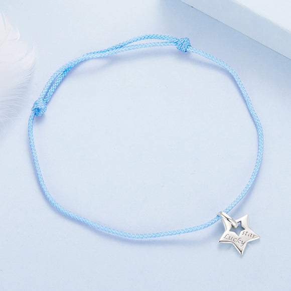 925 Sterling Silver Adjustable Cotton Rope Bracelet for Women