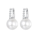 925 Sterling Silver Earrings with White Gold Plating and Shell Pearl for Women-1