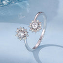 925 Sterling Silver Snowflake Ring with Pavé CZ in White Gold for Women-2