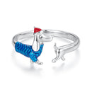 925 Sterling Silver Enamel Ring for Dogs, 0.2cm Width, White Gold Plated-1