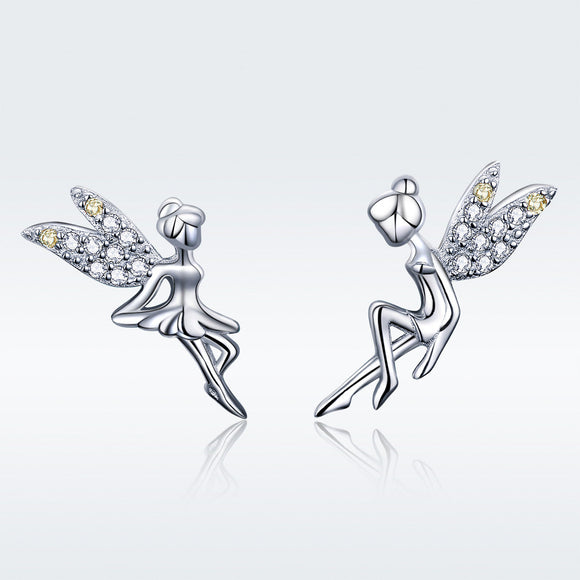 925 Sterling Silver Stud Earrings with CZ, 1.2 x 1.5cm & 1.5 x 0.9cm, Women