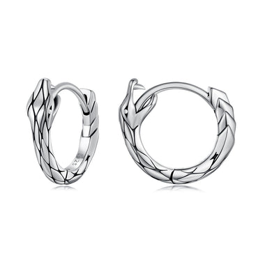 925 Sterling Silver Earrings for Women, Oxidized Silver, 1.4x0.35 cm