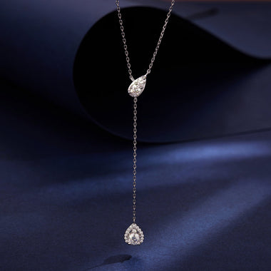 925 Sterling Silver Moissanite Necklace with 3 Stone Sizes for Women - 0