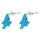 925 Sterling Silver Oxidized Enamel Earrings for Women - 1.3x0.5cm-1