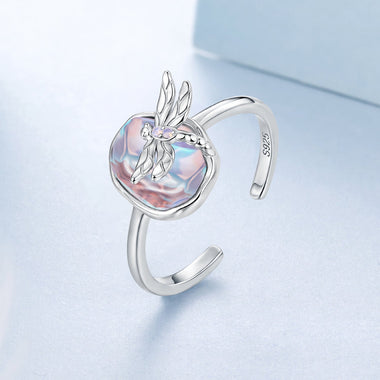 925 Sterling Silver Ring with Nano Opal Stone, 0.15 cm Width for Women - 0