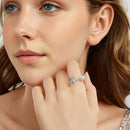 925 Sterling Silver White Gold Plated Quality Shell Pearl Starfish Ring for Women-7