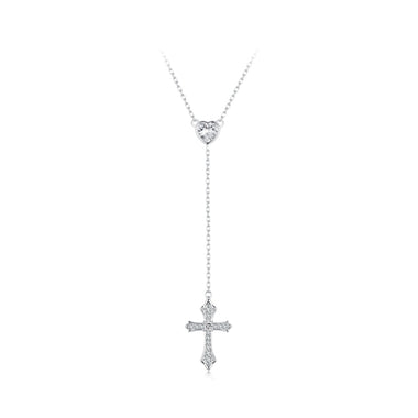925 Sterling Silver White Gold Plated Necklace with CZ Pavé Setting for Women - 0