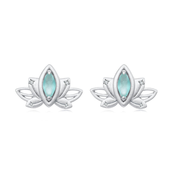 925 Sterling Silver Earrings with Pavé CZ and White Gold Plating, Size 0.9*1.3 cm for Women