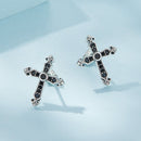 925 Sterling Silver Earrings with Pavé Setting CZ in Oxidized Silver, 15x12mm for Women-4