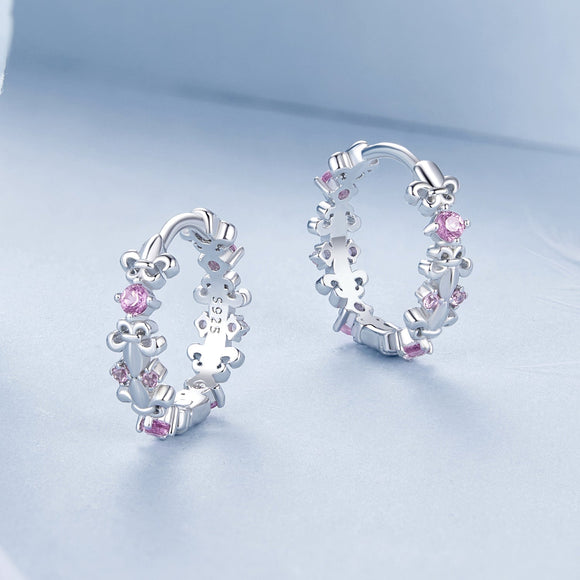 925 Sterling Silver Pavé CZ White Gold Plated Earrings for Women