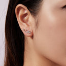 925 Sterling Silver & Brass White Gold Plated Earrings with CZ for Women-7