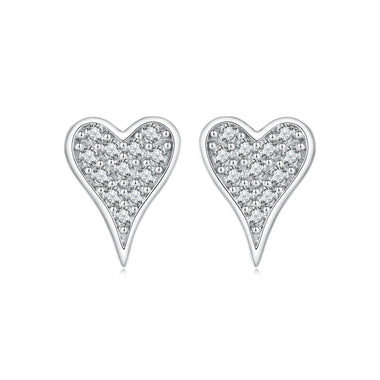 925 Sterling Silver White Gold Plated Pavé CZ Earrings - 0