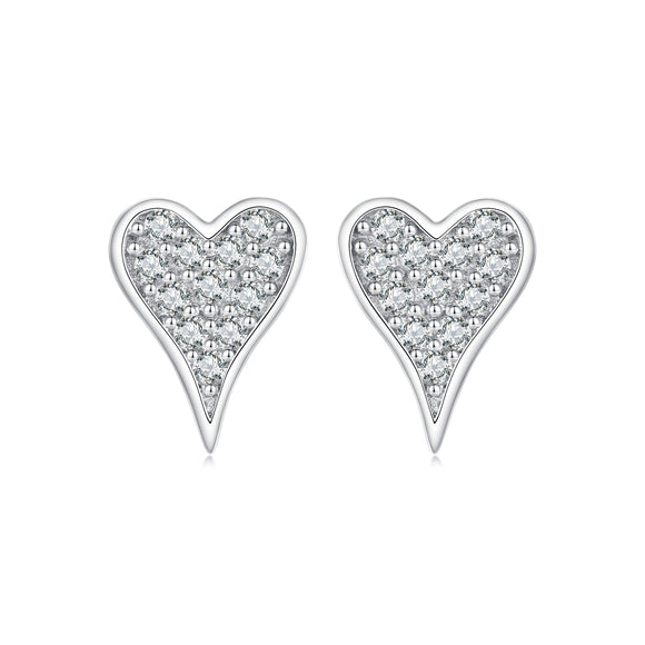 925 Sterling Silver White Gold Plated Pavé CZ Earrings