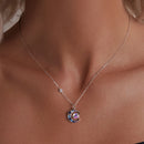 925 Sterling Silver Necklace with Pavé CZ & Transparent Glass Pendant for Women-8