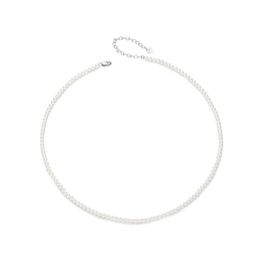 925 Sterling Silver White Gold Plated Necklace with Quality Shell Pearl for Women - 0