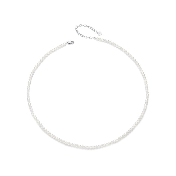 925 Sterling Silver White Gold Plated Necklace with Quality Shell Pearl for Women