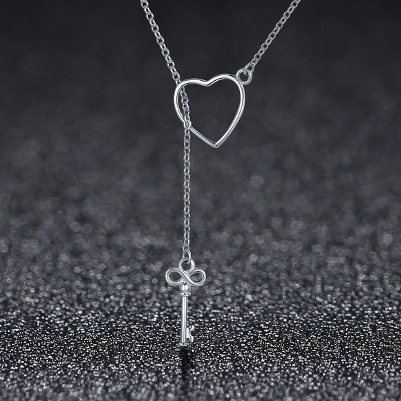 925 Sterling Silver Necklace 55cm with Heart Pendant for Women