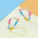 925 Sterling Silver Enamel Plated Earrings 14*2mm for Women-4