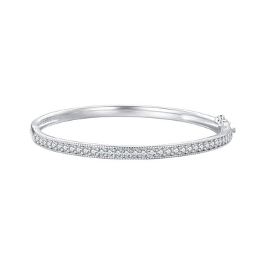 925 Silver & Platinum Pavé Setting CZ Bracelets, Size 17.0 mm for Women - 0