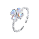 925 Sterling Silver Moonstone Clover Ring for Women-2