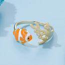 925 Sterling Silver Enamel Gold-Plated Ring for Women-5