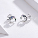 925 Sterling Silver Earrings with Oxidized Finish and Pavé Setting-3
