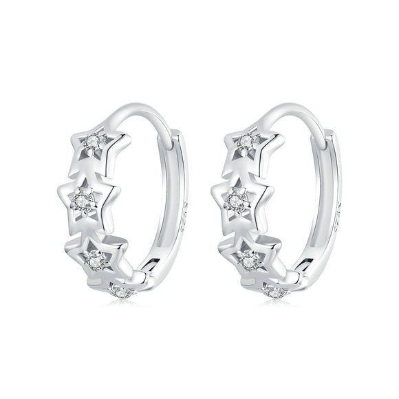 925 Sterling Silver Earrings with Pavé Setting, Size: 13*5mm, for Women