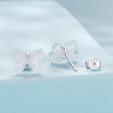 925 Sterling Silver Earrings for Women, 0.8*1.1cm, Plated White Gold - 0