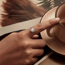925 Sterling Silver White Gold Plated Ring with Pavé Set CZ, Size 6.0-8