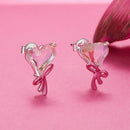 925 Sterling Silver Enamel Earrings with Transparent Glass for Women-3