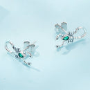 925 Sterling Silver Earrings with Pavé Setting CZ and Oxidized Finish for Women-5