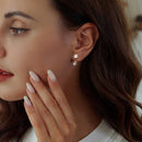 925 Sterling Silver Plated White Gold Earrings with Pavé Setting CZ-7