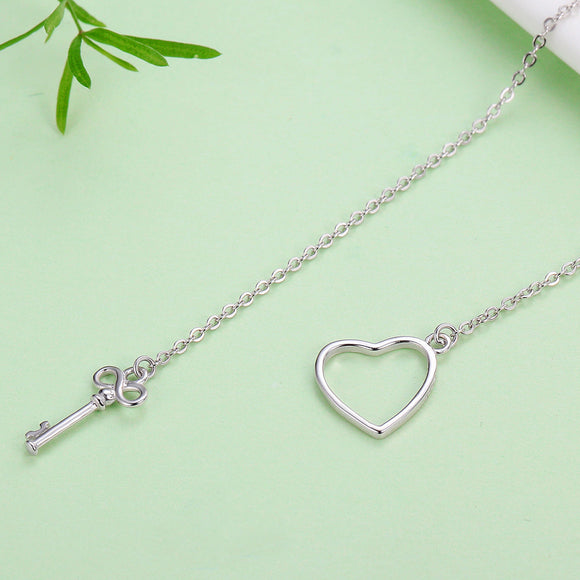925 Sterling Silver Necklace 55cm with Heart Pendant for Women