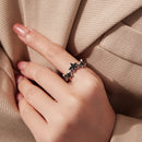 925 Sterling Silver Oxidized Rings with Pavé Setting CZ, Size 6.0 for Women-9