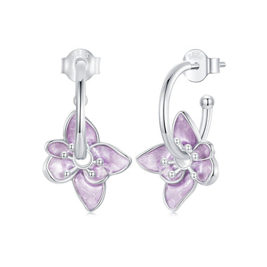925 Sterling Silver Enamel White Gold Plated Earrings Size 20*14mm - 0
