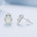 925 Sterling Silver Plated Platinum Luminous Stone Earrings 10*8mm for Women-7