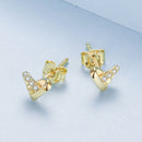 925 Sterling Silver Earrings with Pavé Setting CZ in Gold Plated-5