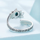 925 Sterling Silver Ring with Synthetic Turquoise in Oxidized Finish for Women-5