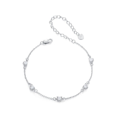 925 Sterling Silver Bracelet with Pavé Setting CZ and White Gold Plating - 0