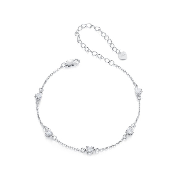 925 Sterling Silver Bracelet with Pavé Setting CZ and White Gold Plating