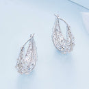 925 Sterling Silver Earrings with Pavé Set CZ, 2.5cm x 0.8cm, for Women-4