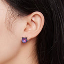 925 Sterling Silver Earrings with Pavé CZ and Transparent Glass in Black Gold, 1.0*1.2cm, for Women-6