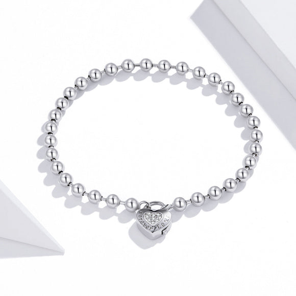 925 Sterling Silver Bracelet with Pavé Setting CZ and Platinum Plating, 17cm for Women