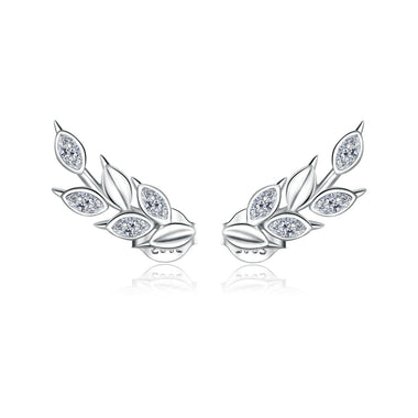 925 Sterling Silver Earrings with CZ in Pavé Setting, 1.4*0.5cm for Women