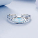925 Sterling Silver White Gold Plated 1.9mm Transparent Glass Ring-6