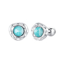 925 Sterling Silver Amazonite Earrings 0.55cm Plated White Gold for Women-1