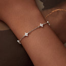 925 Sterling Silver White Gold Plated Adjustable CZ Bracelet for Women-7
