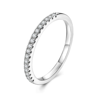 925 Sterling Silver 0.01ct Moissanite Ring in Size 8A - 0