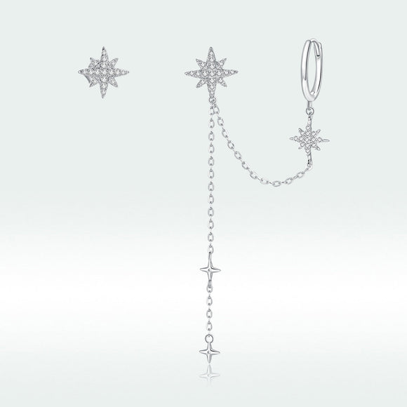 S925 Sterling Silver Earrings with CZ in Pavé Setting, 5.9cm Length, 1cm Size for Women