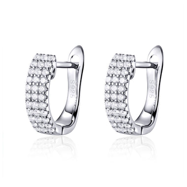 925 Sterling Silver Earrings with Pavé Setting CZ 1.3*0.4cm